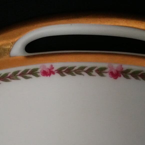 Haviland Limoges France Schleiger 985 Round Handled Bowl Pink Roses Gold Trim - Picture 7 of 9